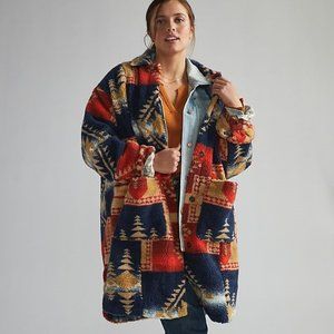 Anthropologie X Pilcro Leopard Sherpa Duster Jacket